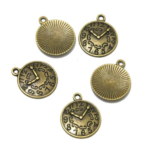 Zinc Alloy Pendants Clock antique bronze color plated DIY Sold By Bag