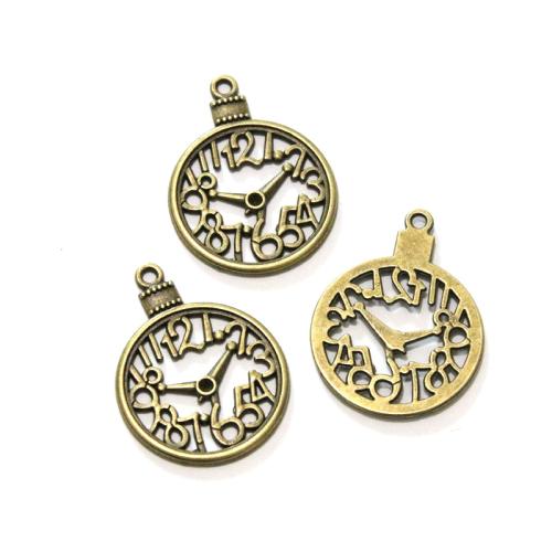 Pendentifs en alliage de zinc, horloge, Plaqué de couleur de bronze antique, DIY, 30x39mm, 50PC/sac, Vendu par sac