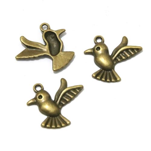 Pendentifs animaux en alliage de zinc, oiseau, Plaqué de couleur de bronze antique, DIY, 23x26mm, 50PC/sac, Vendu par sac