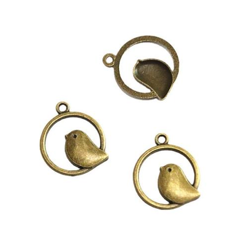 Cink ötvözet Animal Medálok, Madár, antik bronz színű bevonattal, DIY, 20.50x24mm, 50PC-k/Bag, Által értékesített Bag