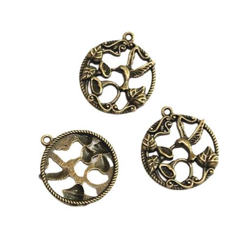 Zinc Alloy Animal Pendants Round antique bronze color plated DIY Sold By Bag