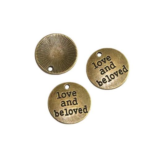 Zinc Alloy Pendler, Runde, antik bronze farve forgyldt, du kan DIY, 19.80mm, 50pc'er/Bag, Solgt af Bag