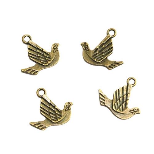 Zinc Alloy Animal Pendler, Dove, antik bronze farve forgyldt, du kan DIY, 21x19mm, 100pc'er/Bag, Solgt af Bag