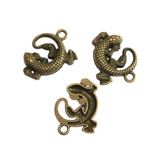 Cink ötvözet Animal Medálok, Gyík, antik bronz színű bevonattal, DIY, 31x24.50mm, 40PC-k/Bag, Által értékesített Bag