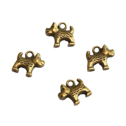 In lega di zinco animali pendenti, lega in zinco, Cane, placcato bronzo antico, DIY, 14x12.60mm, 50PC/borsa, Venduto da borsa