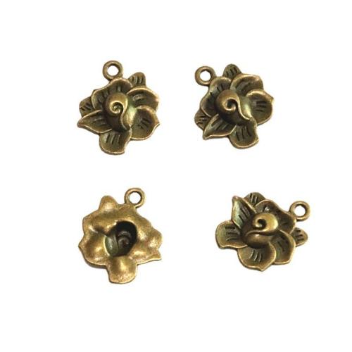 Sinc Alloy Flower Pendants, dath cré-umha antique plátáilte, DIY, 18.70x21x3.40mm, 100ríomhairí pearsanta/Mála, Díolta De réir Mála