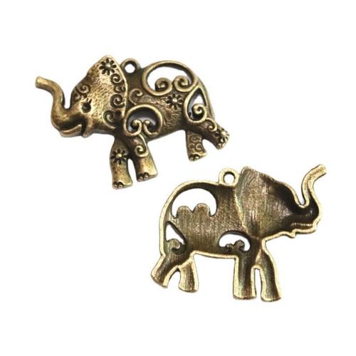 Zinklegering Animal Hangers, Zinc Alloy, Olifant, antiek brons plated, DIY, 33.50x37mm, 30pC's/Bag, Verkocht door Bag