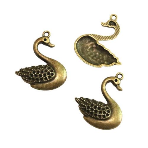 Zinc Alloy Animal Pendants Swan antique bronze color plated DIY Sold By Bag