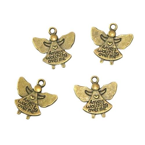 Zinc Alloy Pendler, Angel, antik bronze farve forgyldt, du kan DIY, 19x19mm, 50pc'er/Bag, Solgt af Bag