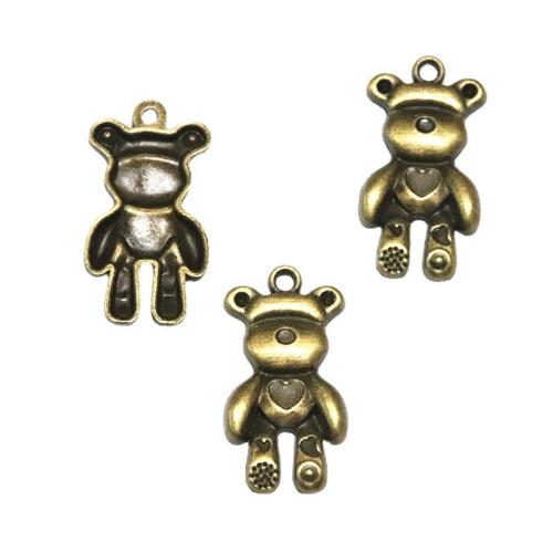 Zinc Alloy Animal Pendler, Bjørn, antik bronze farve forgyldt, du kan DIY, 15x29mm, 40pc'er/Bag, Solgt af Bag