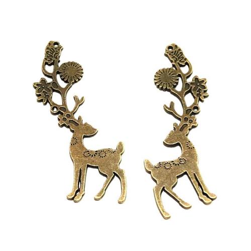 Zinc Alloy Animal Pendants Deer antique bronze color plated DIY Sold By Bag