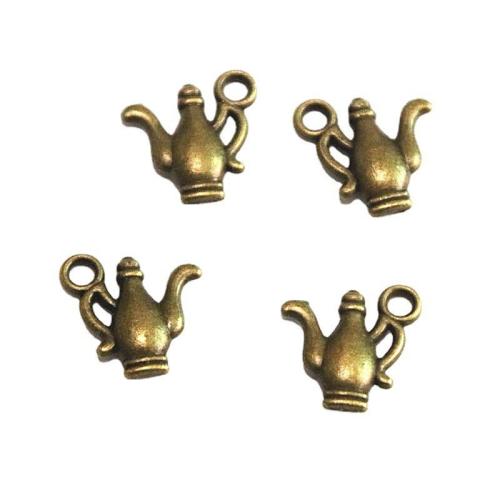 Zinc Alloy Pendants Teapot antique bronze color plated DIY Sold By Bag