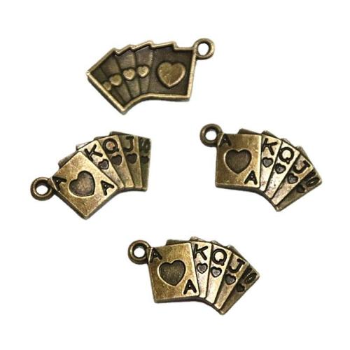 Ciondoli in lega di zinco, lega in zinco, poker, placcato bronzo antico, DIY, 24x13mm, 100PC/borsa, Venduto da borsa