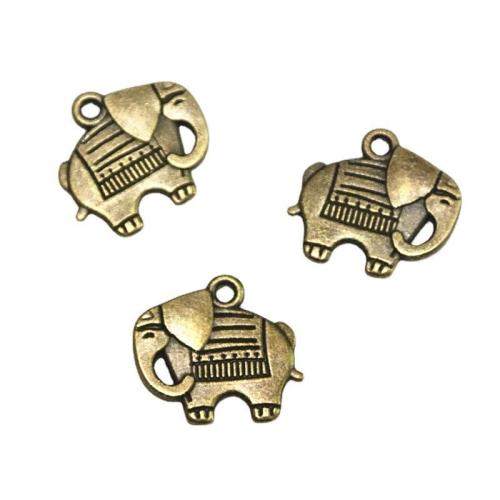 Zinc Alloy Animal Pendler, Elephant, antik bronze farve forgyldt, du kan DIY, 20.50x18.90mm, 50pc'er/Bag, Solgt af Bag