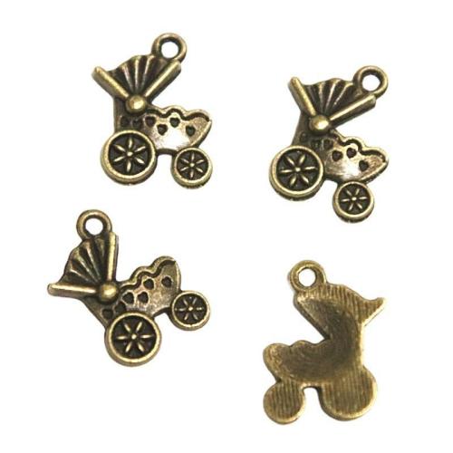 Zinc Alloy Pendler, Baby Pram, antik bronze farve forgyldt, du kan DIY, 19x12mm, 100pc'er/Bag, Solgt af Bag