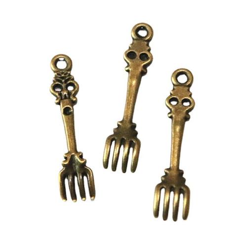 Zinc Alloy Pendants Fork antique bronze color plated DIY Sold By Bag