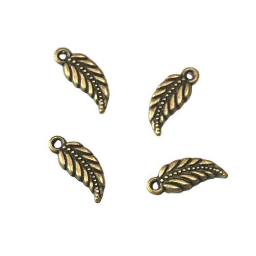 Cink ötvözet Leaf Medálok, Levél növényen, antik bronz színű bevonattal, DIY, 17.70x8.20mm, 100PC-k/Bag, Által értékesített Bag