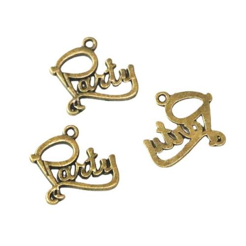 Pendentifs en alliage de zinc, Lettre d’alphabet, Plaqué de couleur de bronze antique, DIY, 18.50x20.50mm, 100PC/sac, Vendu par sac