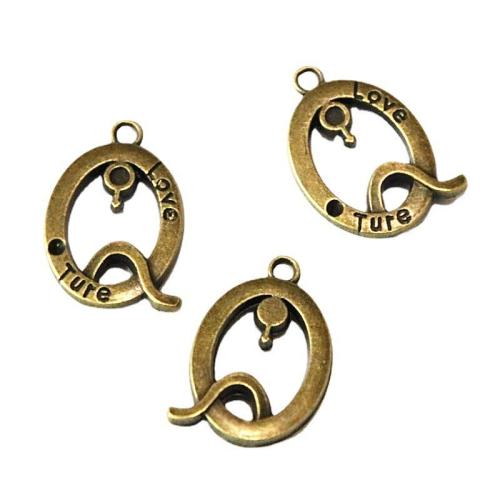 Zinc Alloy Pendants Letter Q antique bronze color plated DIY Sold By Bag