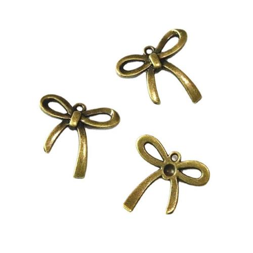 Zinc Alloy Bowknot pendentifs, alliage de zinc, Noeud papillon, Plaqué de couleur de bronze antique, DIY, 24.80x23.80mm, 100PC/sac, Vendu par sac