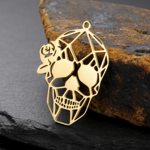 Roestvrij staal Skull Hangers, 304 roestvrij staal, Schedel, DIY & hol, meer kleuren voor de keuze, 24x33mm, Verkocht door PC