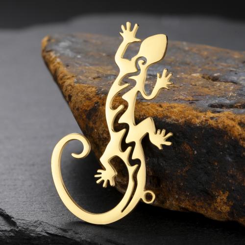 Rustfrit stål Animal Pendler, 304 rustfrit stål, Gecko, du kan DIY, flere farver til valg, 34x34mm, Solgt af PC