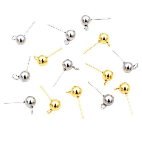 Stainless Steel Earring Stud Component 304 Stainless Steel DIY & with loop  Sold By Bag