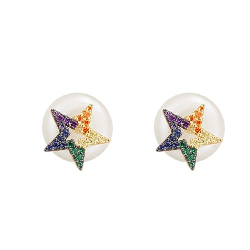 Zinc Alloy Stud Earring with Plastic Pearl fashion jewelry & for woman & with rhinestone Sold By Pair