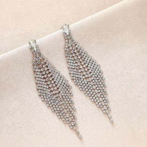 Brass Stud Earring fashion jewelry & for woman & with rhinestone Sold By Pair