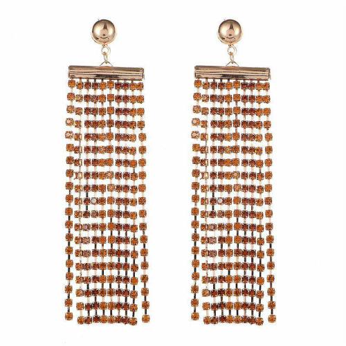 Brass Stud Earring fashion jewelry & for woman & with rhinestone Sold By Pair