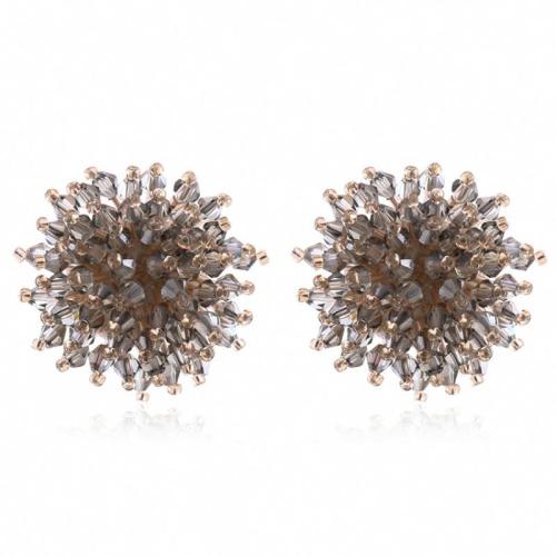 Sinc Alloy Earring Graí, le Crystal, jewelry faisin & do bhean, 33x33mm, Díolta De réir Péire