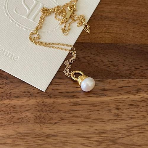 925 Sterling Silver Necklaces with Plastic Pearl fashion jewelry & for woman Length Approx 45 cm Sold By PC