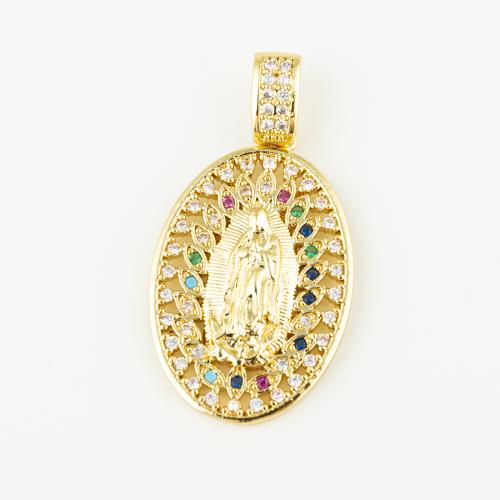 Cubic Zirconia Micro Pave Brass Pendant fashion jewelry & Unisex & micro pave cubic zirconia golden Approx 3mm Sold By PC