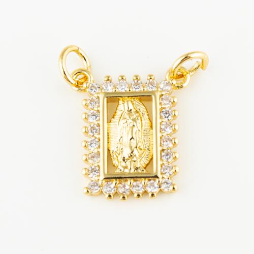 Cubic Zirconia Micro Pave Brass Pendant Unisex & micro pave cubic zirconia & double-hole golden Approx 4mm Sold By PC