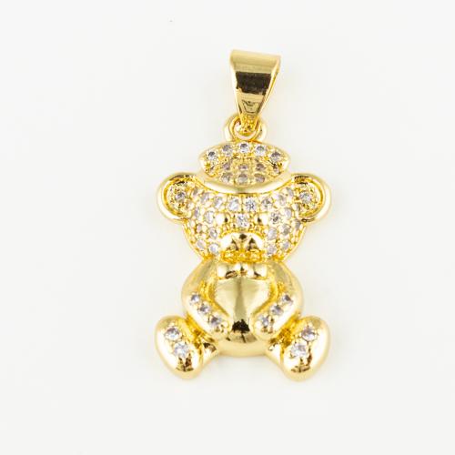 Cubic Zirconia Micro Pave Brass Pendant Bear fashion jewelry & Unisex & micro pave cubic zirconia golden Approx 3mm Sold By PC