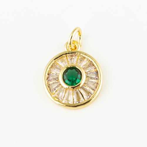 Cubic Zirconia Micro Pave Brass Pendant fashion jewelry & Unisex & micro pave cubic zirconia golden Approx 3mm Sold By PC