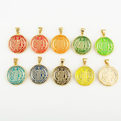 Brass Jewelry Pendants Round fashion jewelry & Unisex & enamel Approx 3mm Sold By PC