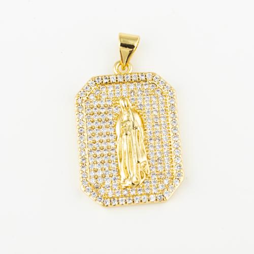 Cubic Zirconia Micro Pave Brass Pendant fashion jewelry & Unisex & micro pave cubic zirconia golden Approx 3mm Sold By PC