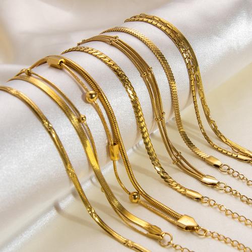 Stainless Steel Jewelry Bracelet 304 Stainless Steel fashion jewelry & for woman golden Sold By Strand