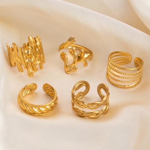 Stainless Steel Finger Ring 304 Stainless Steel 18K gold plated Adjustable & for woman golden Sold By PC