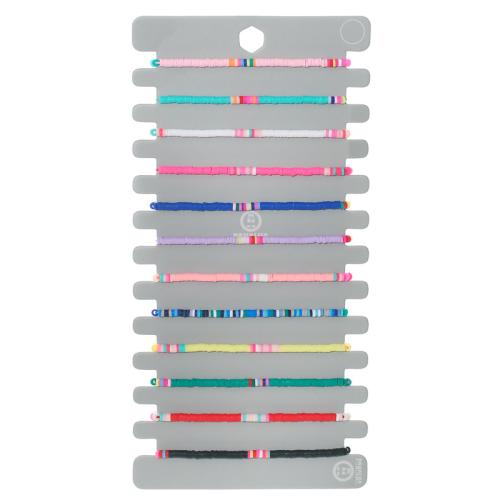 Bijoux bracelets de mode, argile de polymère, avec Cordon de noeud, Réglable & pour femme, multicolore, 12PC/fixé, Vendu par fixé