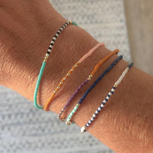 Mässing Armband, med Seedbead & Glas, för kvinna, fler färger för val, Säljs av PC