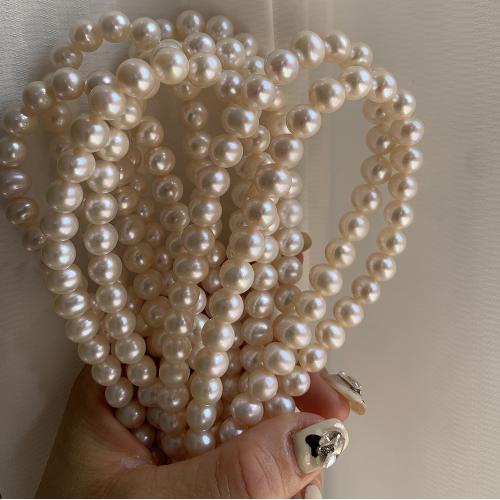 Okrugli Kulturan Slatkovodni Pearl perle, možete DIY, bijel, about:8-8.5mm, Prodano Per Približno 40 cm Strand