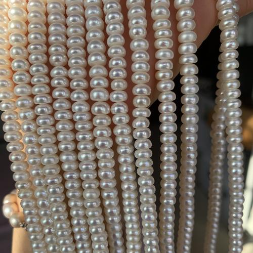 Natural Freshwater Pearl Loose Beads Flat Round DIY white .5-6mm Sold Per Approx 38 cm Strand