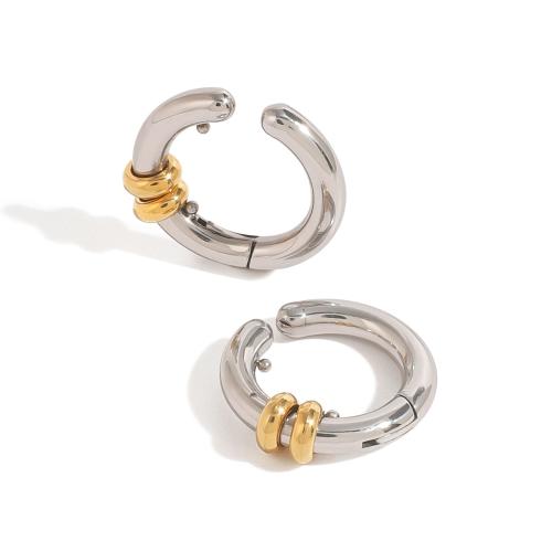 Fashion Earring Cuff and Wraps 304 Stainless Steel plated for woman silver color Sold By Pair