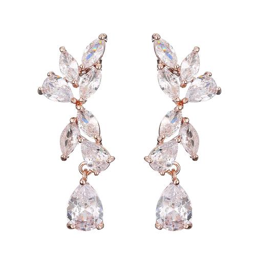 Cubic Zirconia Micro Pave Brass Earring micro pave cubic zirconia & for woman Sold By PC