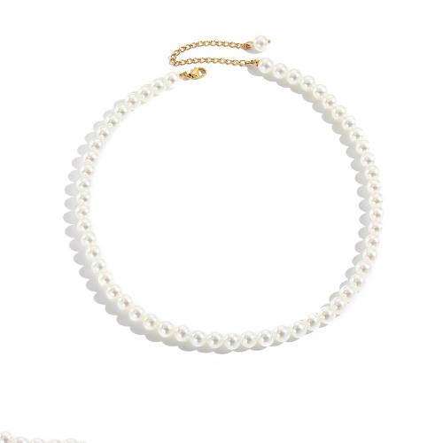 Stainless Steel Jewelry Necklace 304 Stainless Steel with Plastic Pearl plated fashion jewelry & for woman golden Sold By PC