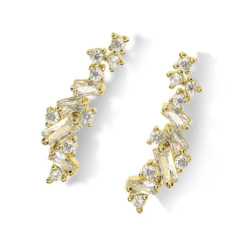 Cubic Zirconia Micro Pave Brass Earring micro pave cubic zirconia & for woman Sold By Pair