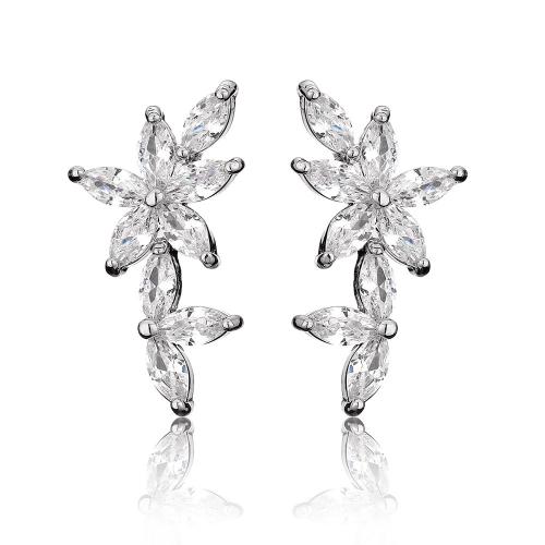 Cubic Zirconia Micro Pave Brass Earring micro pave cubic zirconia & for woman Sold By Pair