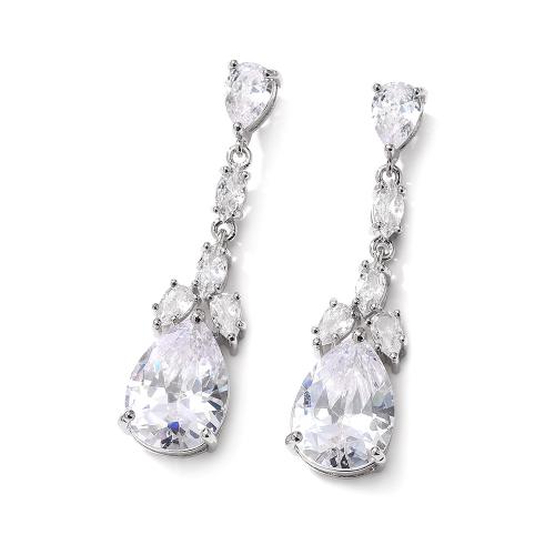 Cubic Zirconia Micro Pave Brass Earring micro pave cubic zirconia & for woman Sold By Pair